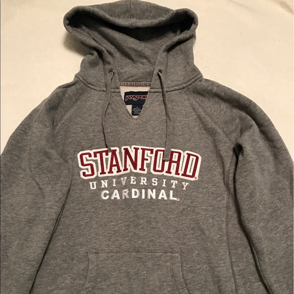 Jansport Gray Stanford University Cardinal Hoodie with Red & White Lettering
